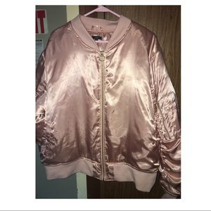 Pink satin bomber jacket